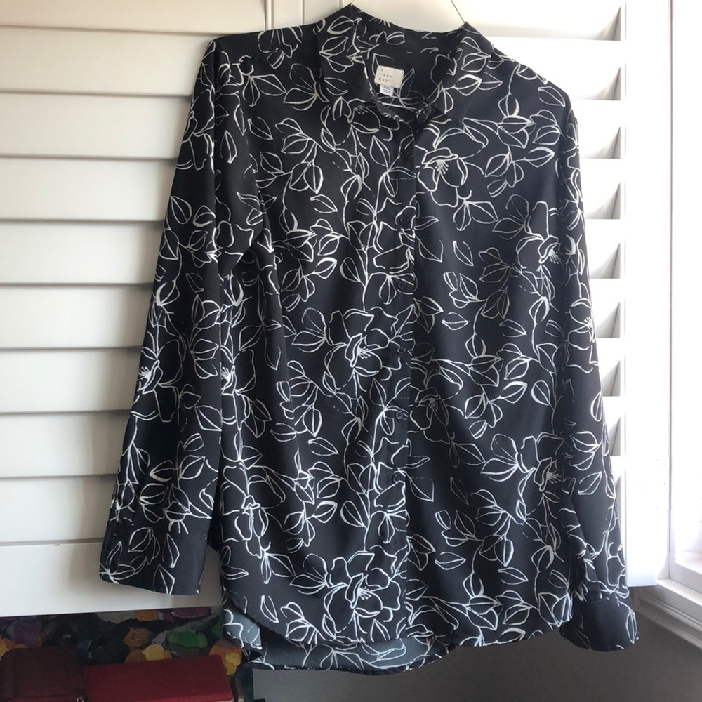Black floral button down